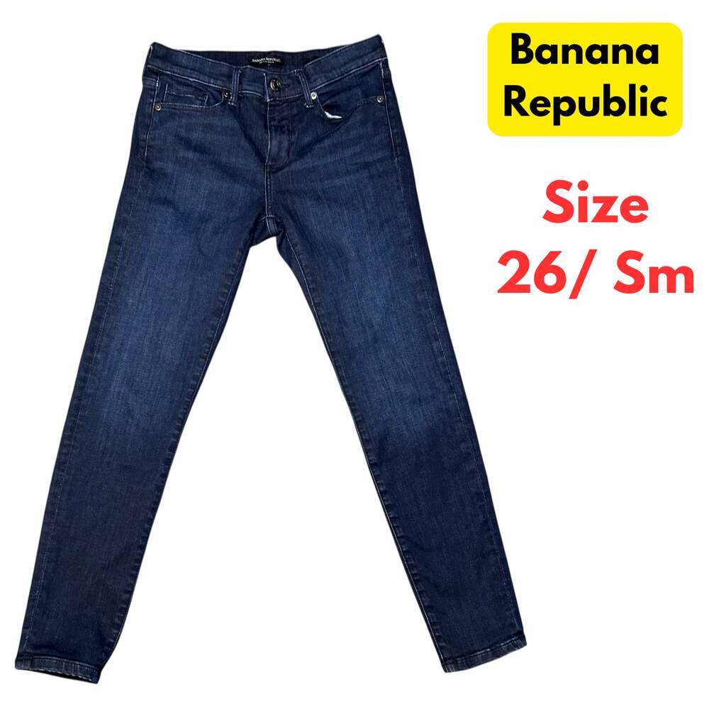 Banana Republic Womens Jeans Sz 26 / 6 Small Dark Blue Mid Rise Skinny $120